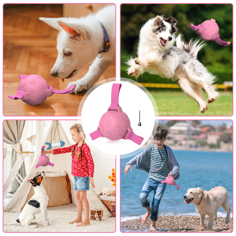 Interactive Dog Soccer Ball with Long Strap (Pink)