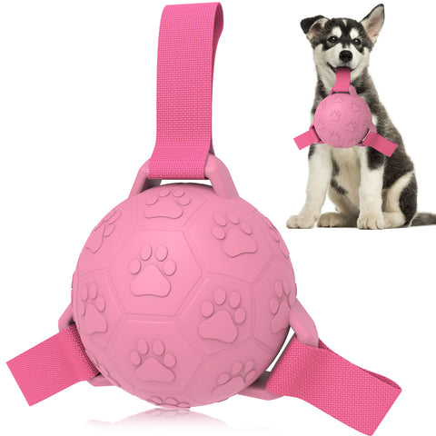 Interactive Dog Soccer Ball with Long Strap (Pink)