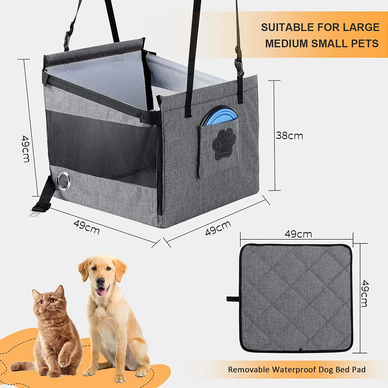 Dog Car Booster Seat with Deluxe Safety Leash