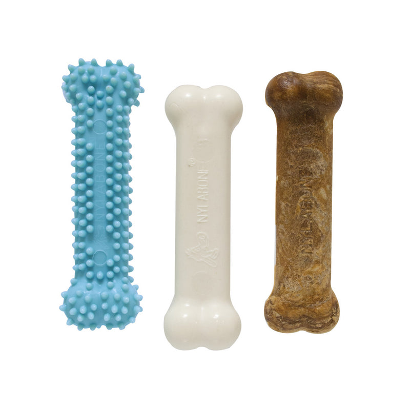 Nylabone Puppy Triple Pack Blue 47g - Chew Toys &amp; Treats for Healthy Habits