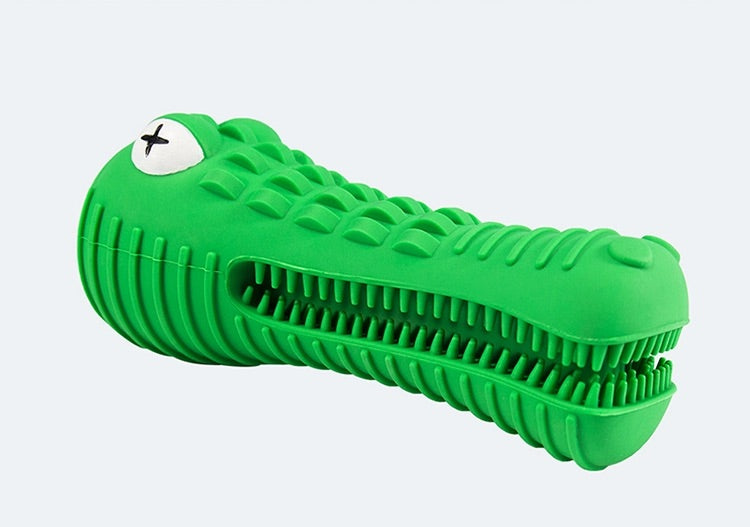 Close-up of the Crocodile Dog Chew Toy's head and textured surface