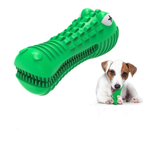 Crocodile Dog Chew Toy on a white background - Green, durable toy designed to resemble a crocodile for dog chewing fun.