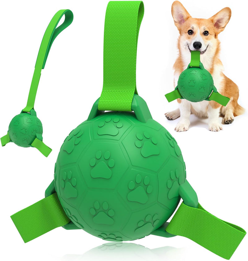 nteractive Dog Soccer Ball Toy with durable strap handles - Fun and engaging toy for dogs of all sizes