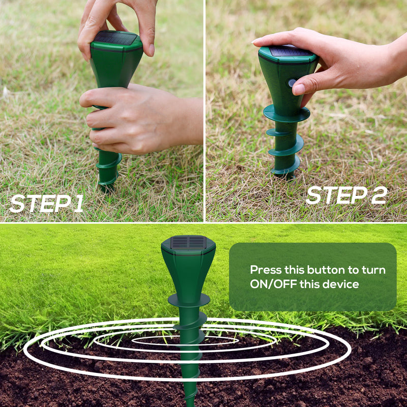 Easy-to-install solar snake repellent, ultrasonic for garden use