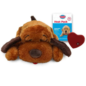 Snuggle Puppy™ Dog Toy in a brown mutt design with floppy ears - Provides comfort and warmth for puppies and dogs.